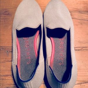 Rothys The Loafer Linen Double Stitch Beige 6.5 Flats Slip On PREPPY SLIPPERS